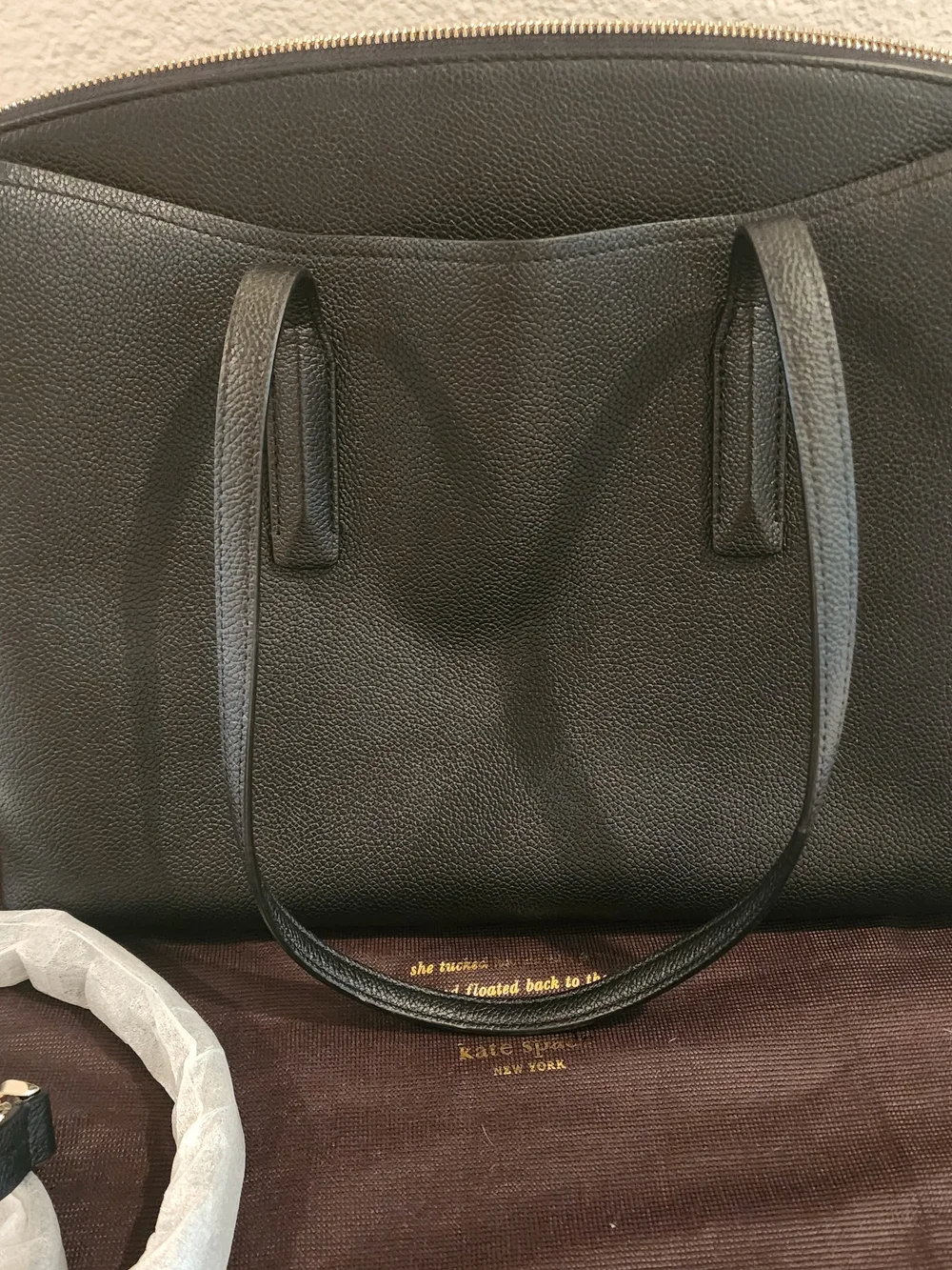 Kate Spade New York Margaux Large Work Tote – Black Pebbled Leather